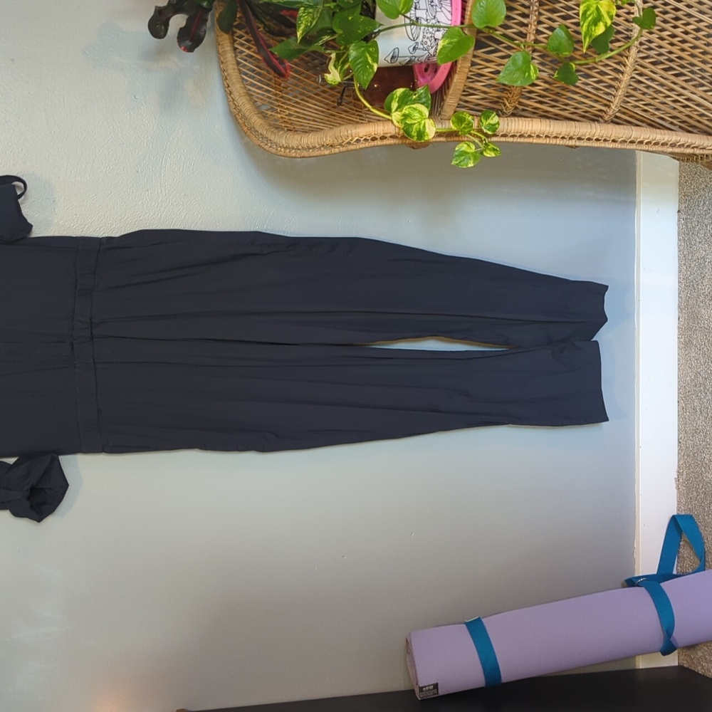 Theory Shirt Jumpsuit In Midnight Blue Color With Elastic Waist Button Front L - Picture 2 of 15